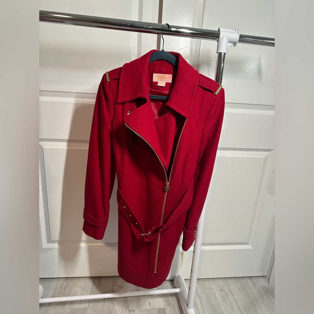 NWT MICHAEL KORS Cassandra Trench Womens Asymmetrical Wool Blend Coat